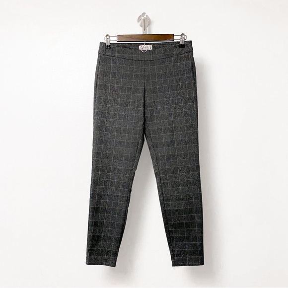 Nanette Lepore Pants - Nanette Lepore Plaid Pull On Stretch Tapered Fall Preppy Chic Trouser Pants Gray